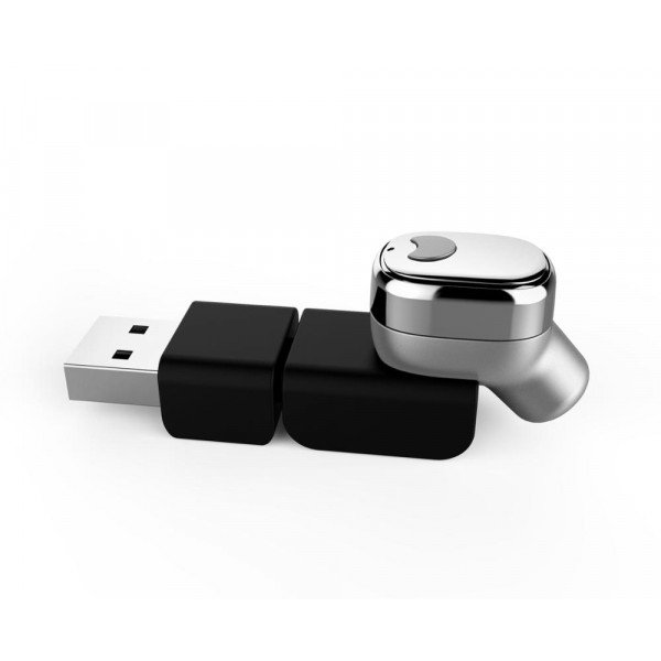 Wholesale Super Mini Small Tiny Bluetooth Headset with easy USB Charger (Silver)